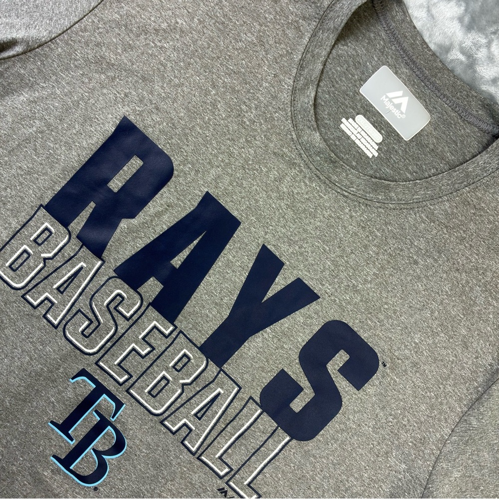Tampa Bay Rays Majestic Performance T-Shirt Size 2XL Heather Gray MLB Baseball